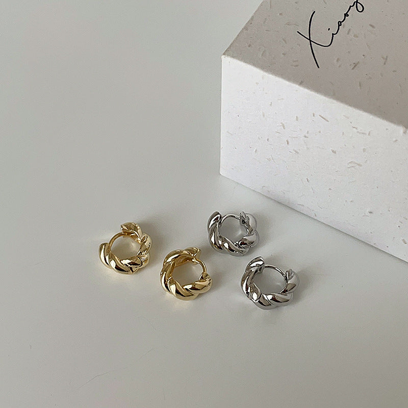 Women's Small Twisted Twist Metal Ear Cuff Earrings