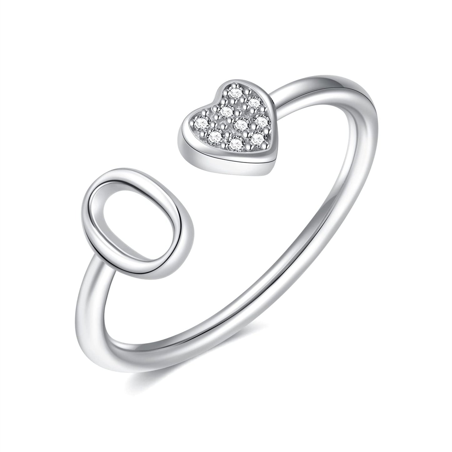 Name First Letters Stackable Zircon Adjustable Rings