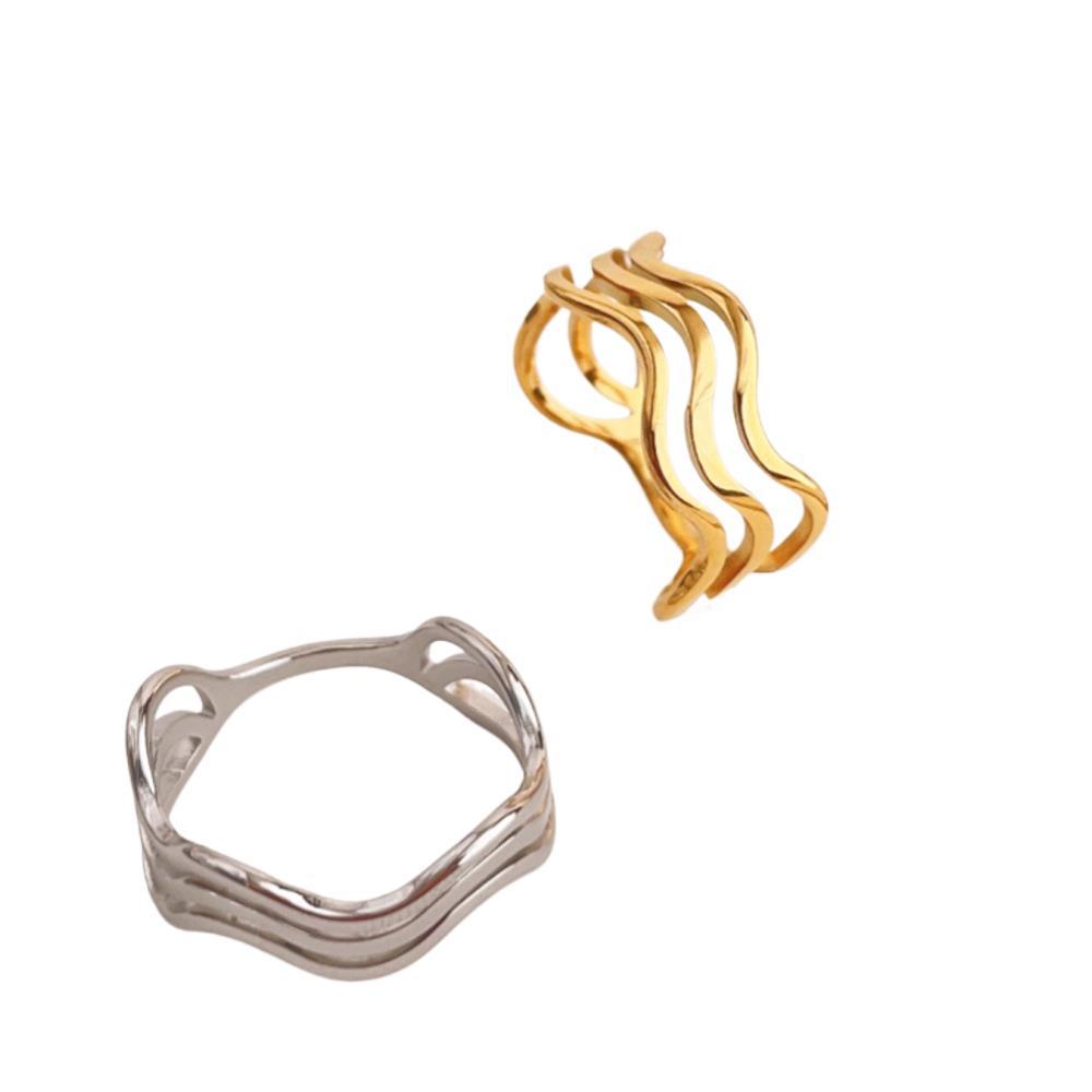 Women's Line Open Titanium Steel High Color Rings