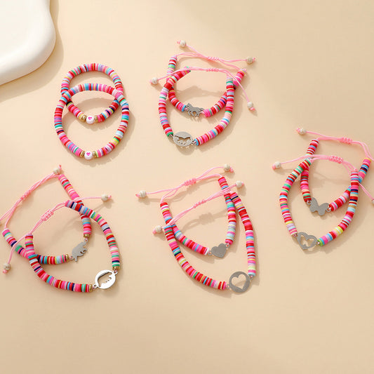 Carrying Strap Hollow Heart Polymer Clay Bracelets