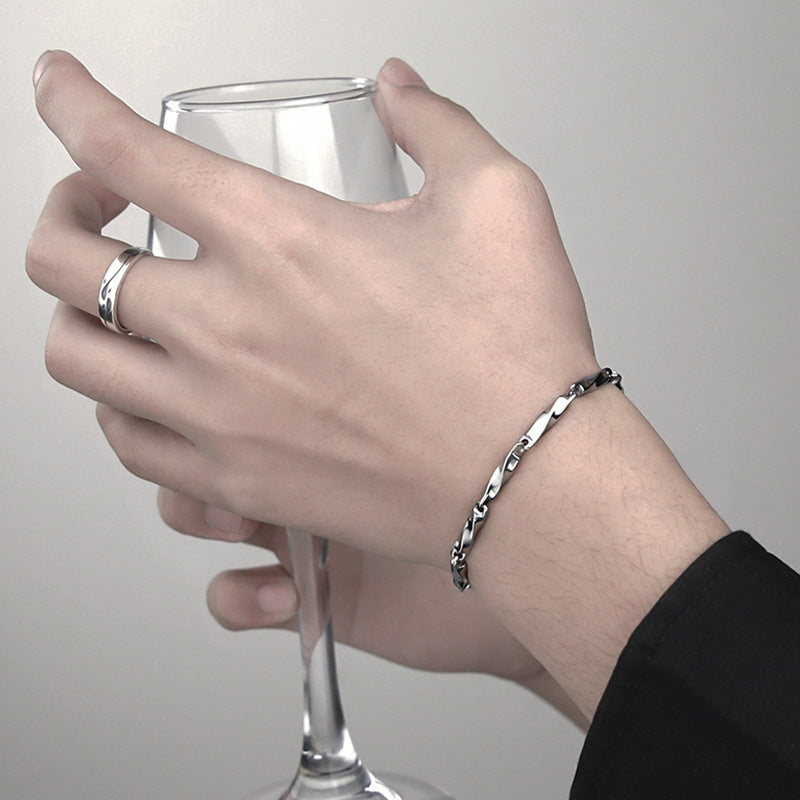 Men's Mobius Titanium Steel Hip Hop Temperament Twist Stick Bracelets