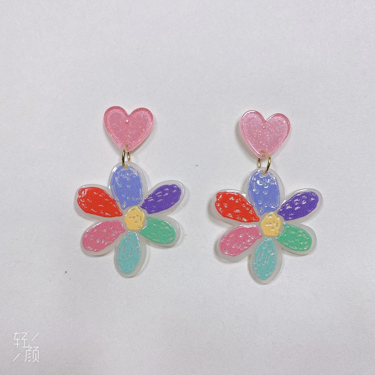 Colorful Flower Niche Design Female Contrast Earrings