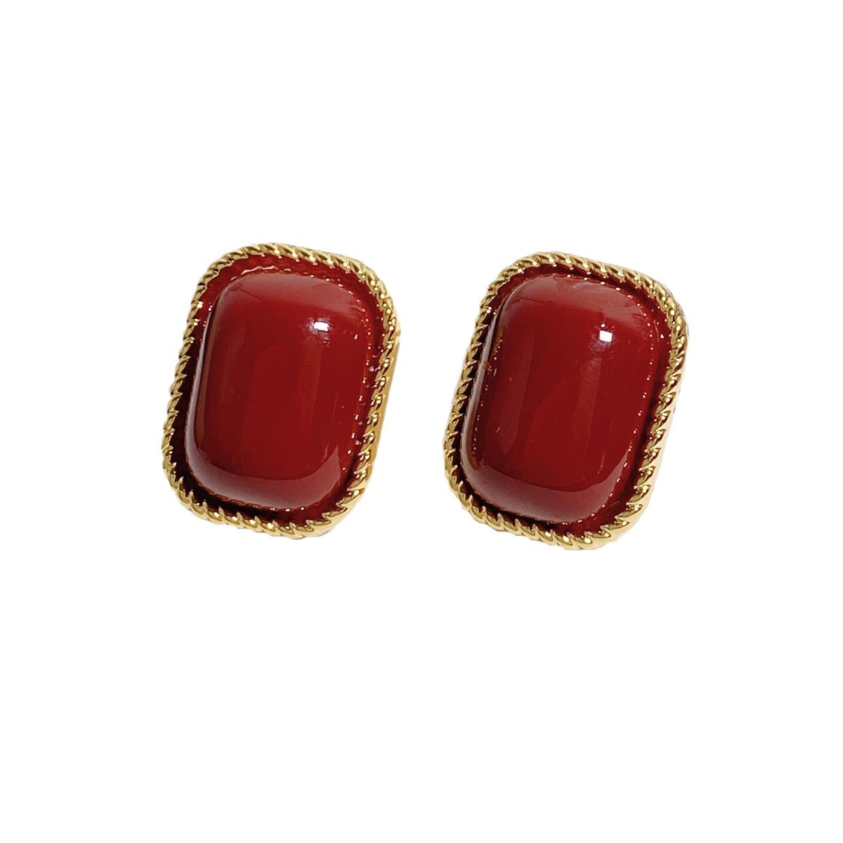 Women's Retro Style Wine Red Drop Glazed Luxury Earrings