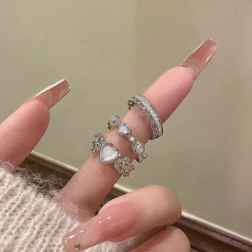Love Heart-shaped Exquisite Light Luxury Butterfly Rings