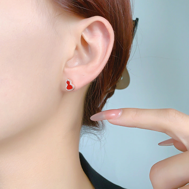 Women's Red Agate White Shell Diamond Light Rings
