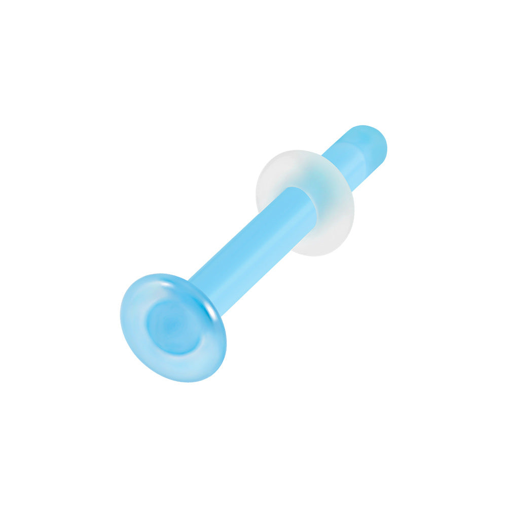 Glass Nose Straight Rod White Transparent Blue Ear Earrings