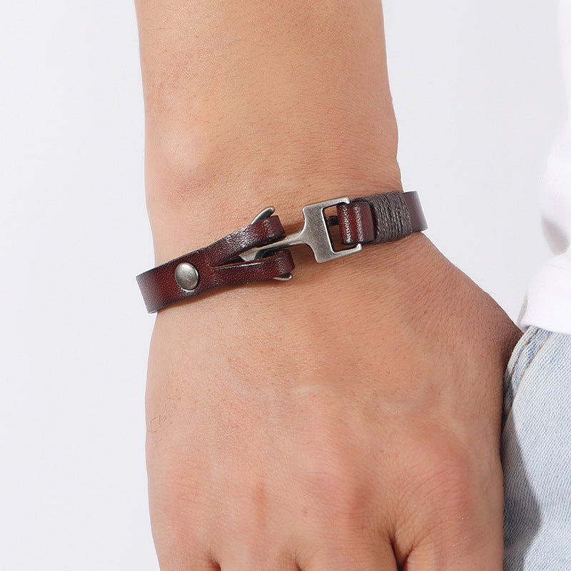 Men's Simple Style Fashion Boat Anchor Cattle Bracelets