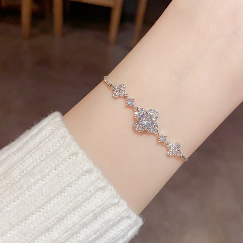 Women's Refined Zircon Flower Sweet Temperament High Bracelets