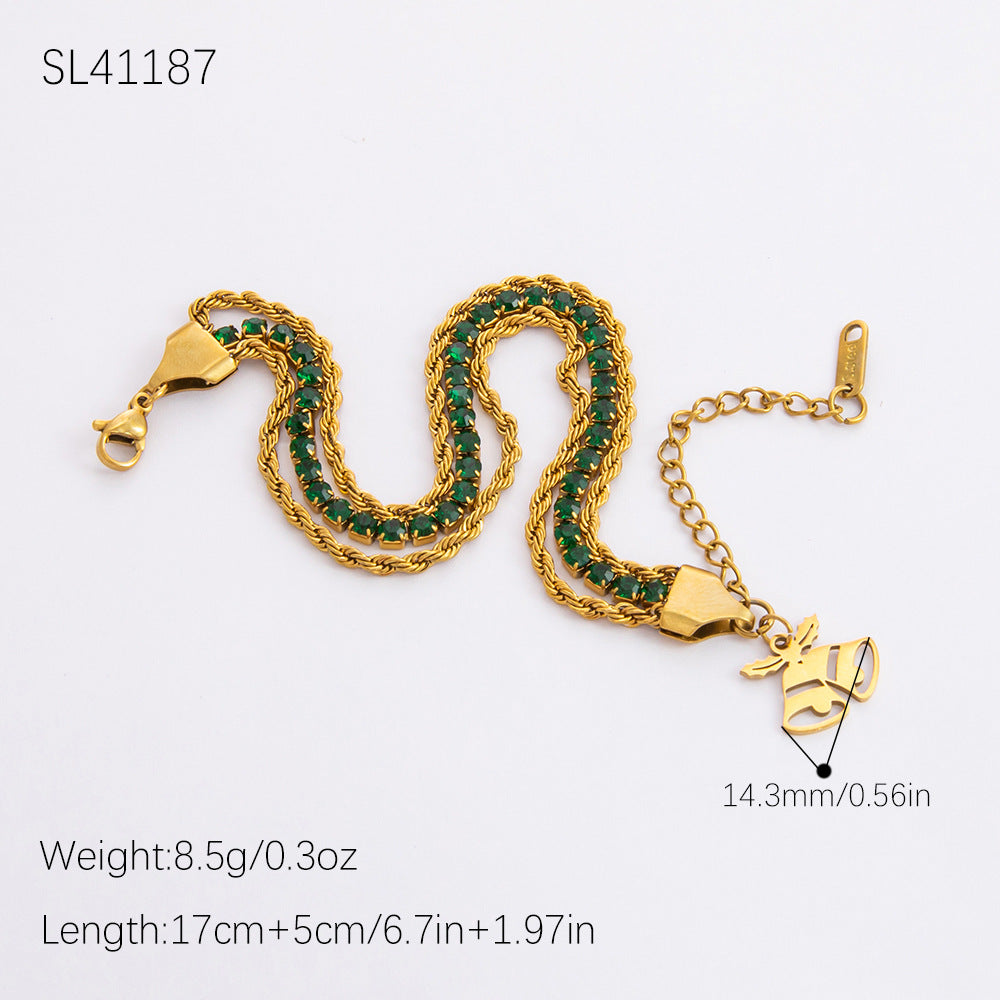 Gold Stainless Steel Christmas Elderly Snowman Necklaces