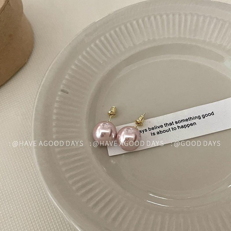 Mermaid Pink Steamed Bread Pearl Design Elegant Earrings
