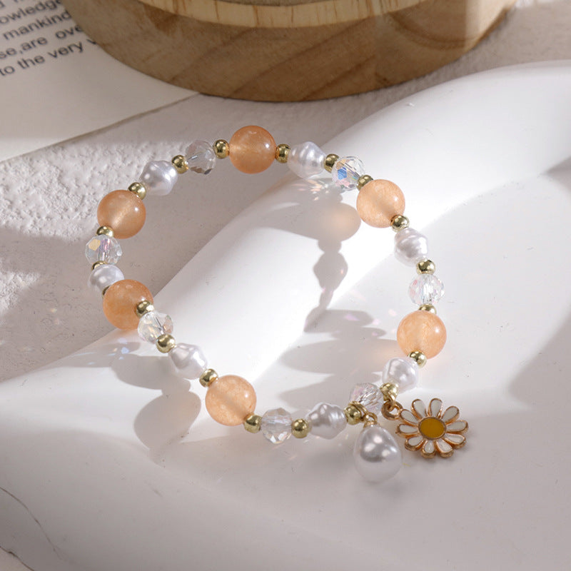 Clothing Glass Floral Beads Fresh Pastoral Tourist Attractions Elastic Bracelets