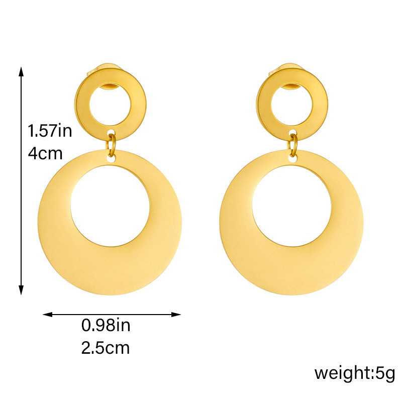 Fashion Simple Punk Glossy Gold-plated Titanium Earrings