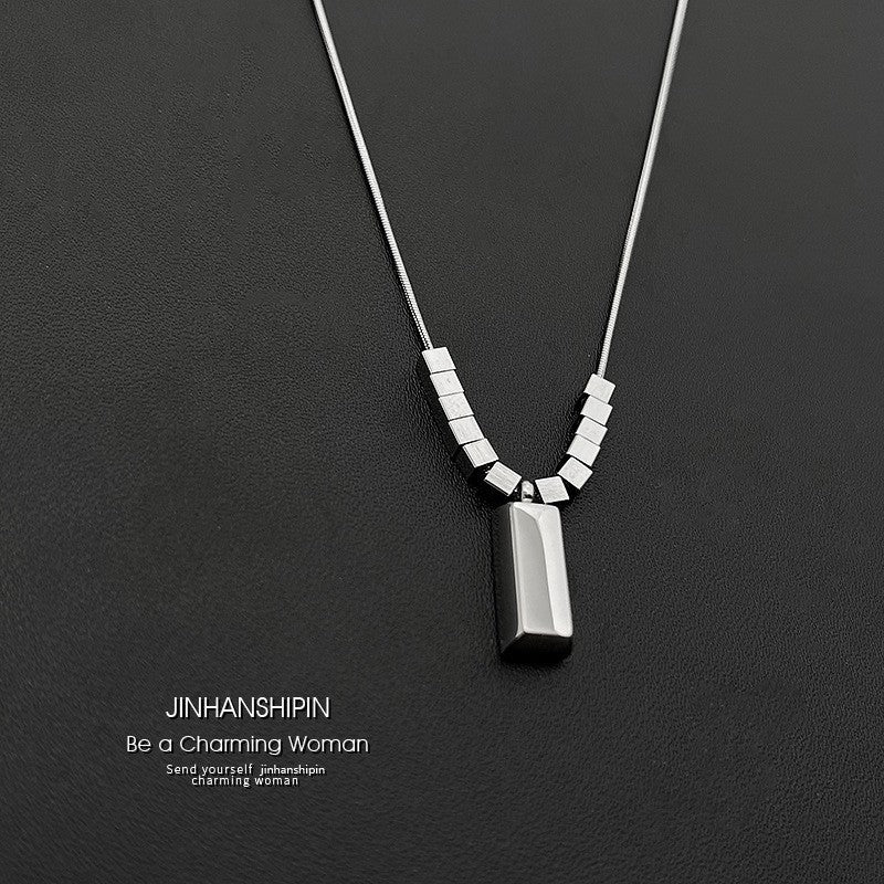 Women's & Men's Square Small Sier Brick Snake Bone Trendy Simple Necklaces