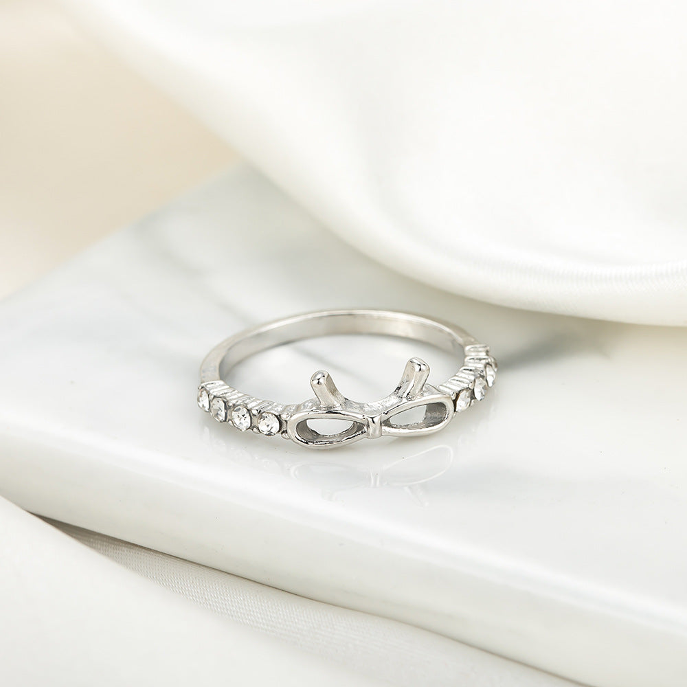 Fashion Simple Spot Drill Bow Single Rings
