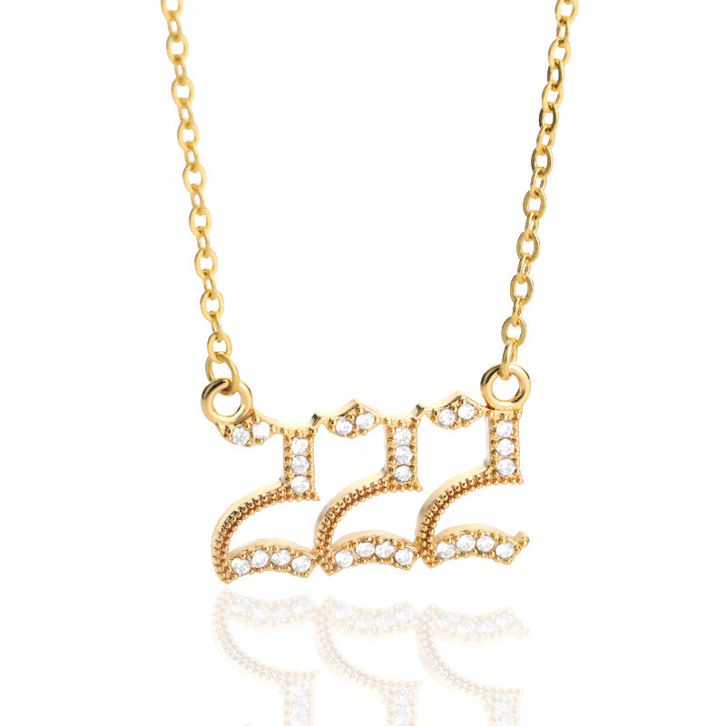Women's & Men's Digital Angel Zircon Couple Ancient English Necklaces