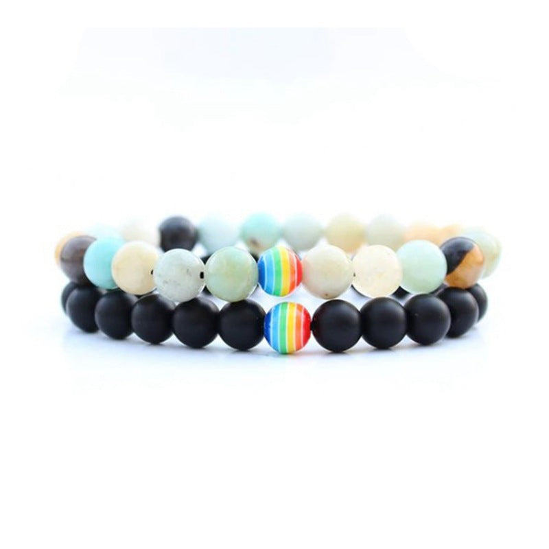 Women's Fashion Ornament Rainbow Beaded White Turquoise Bracelets