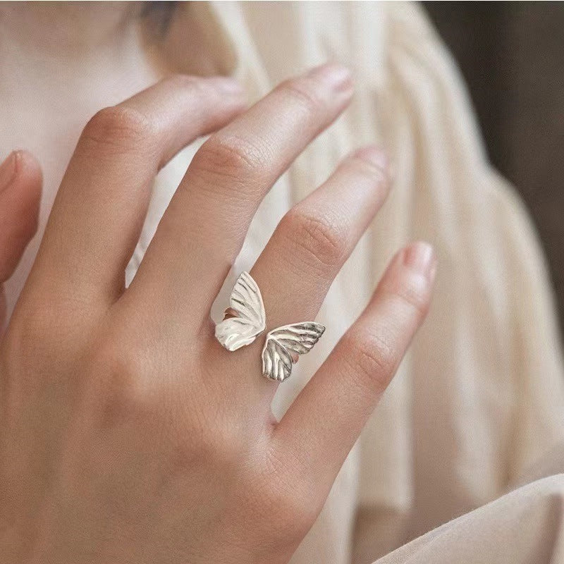 Luxury Simple Black Agate Female Niche Retro Rings