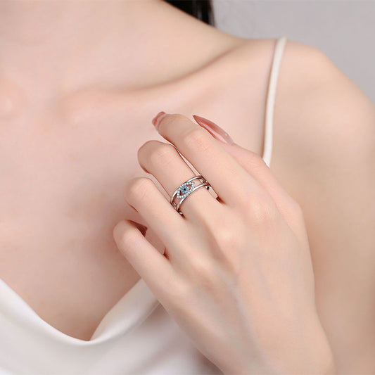 Special Interest Light Luxury Blue Eyes Rings