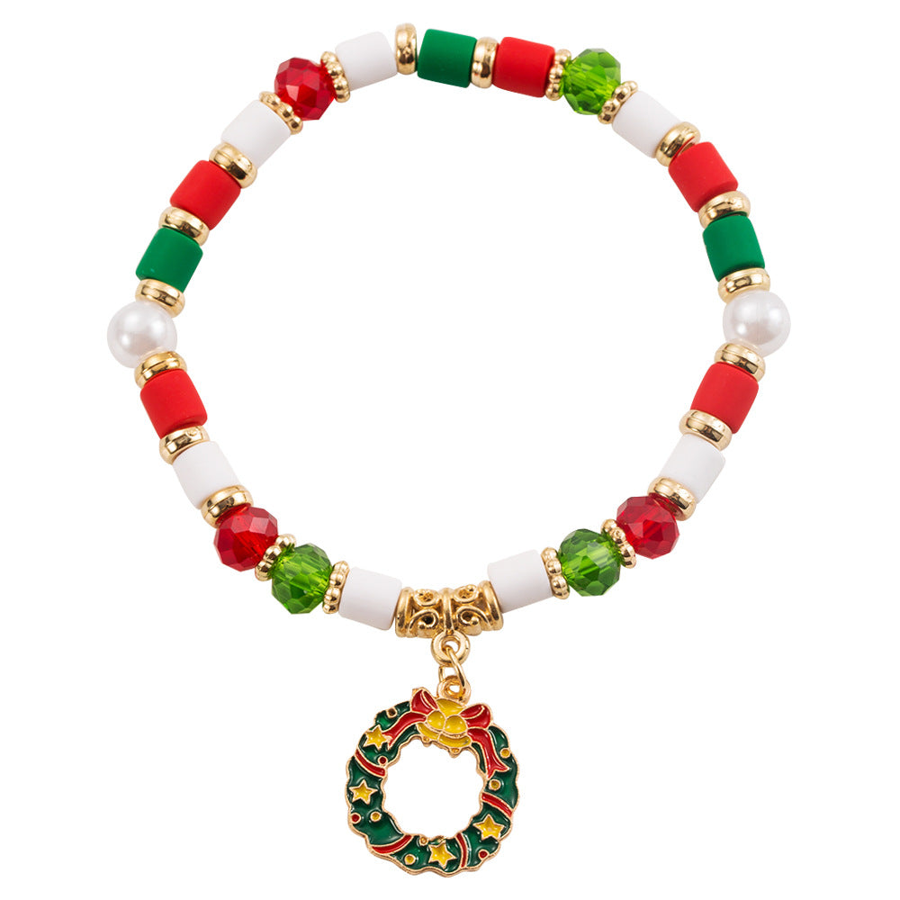 Alloy Wreath Elk Red Green White Polymer Bracelets