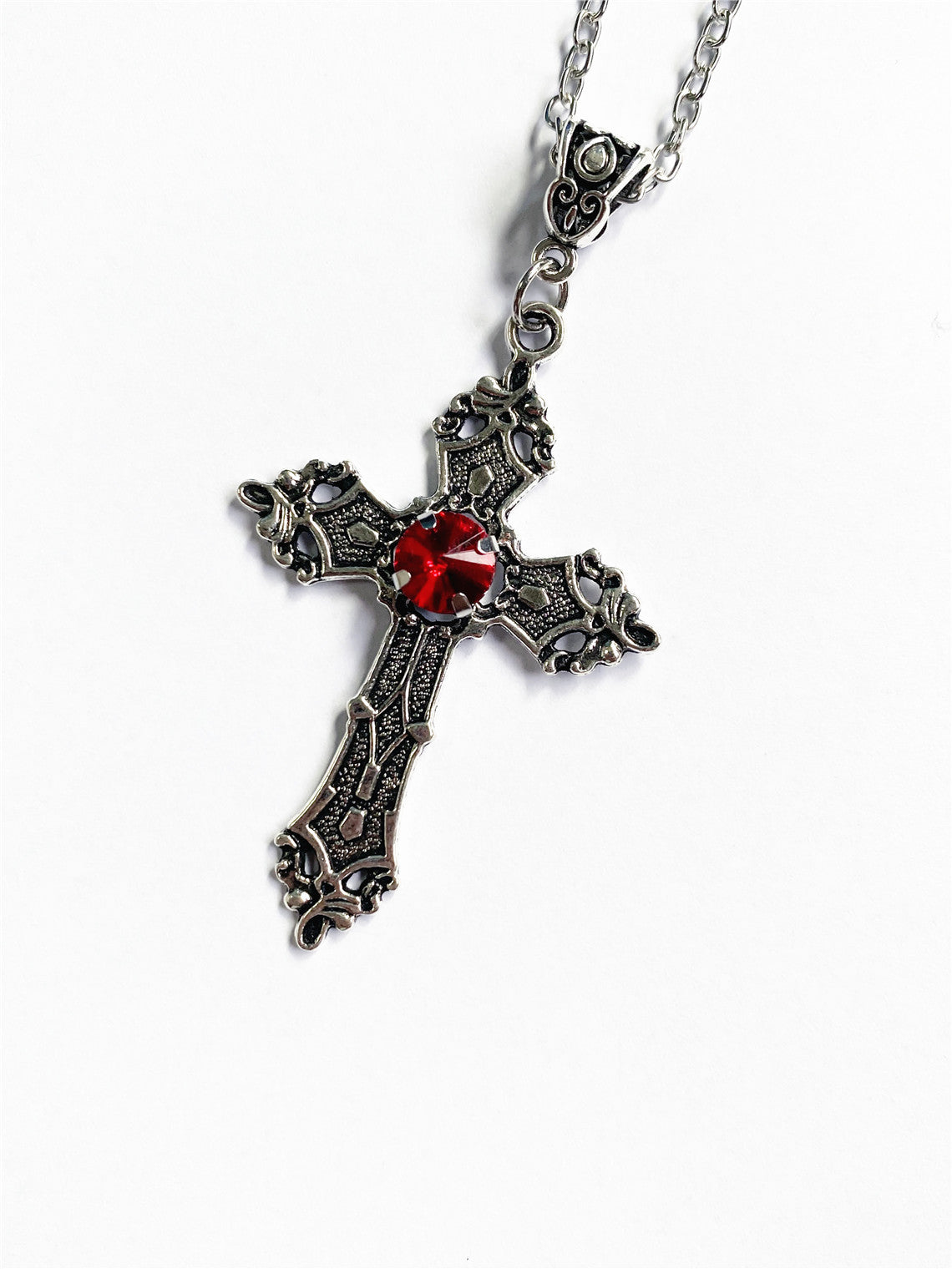 Cross Sier Tone Gothic Fashion Charm Declaration Gift Necklaces