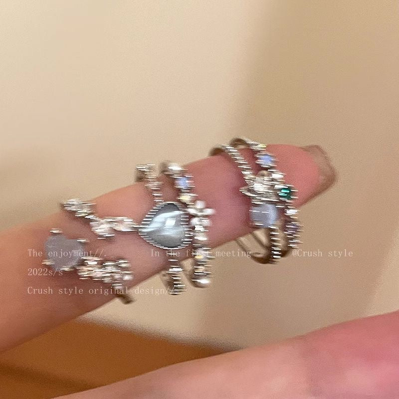 Light Luxury Minority Design Moonlight Zircon Index Rings