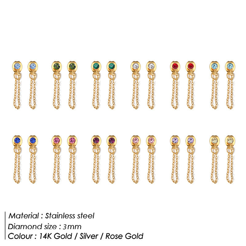 Stainless Steel Tassel Light Luxury Color Earrings