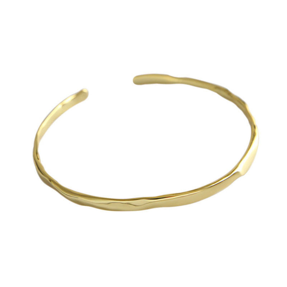 Women's Sterling Sier Irregular Texture Cold Style High Bracelets