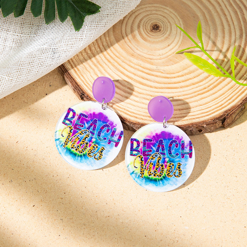 Series Acrylic Female Niche Letter Printing Earrings