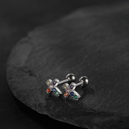 Men's Buckle Design Super Flash Contrast Color Earrings