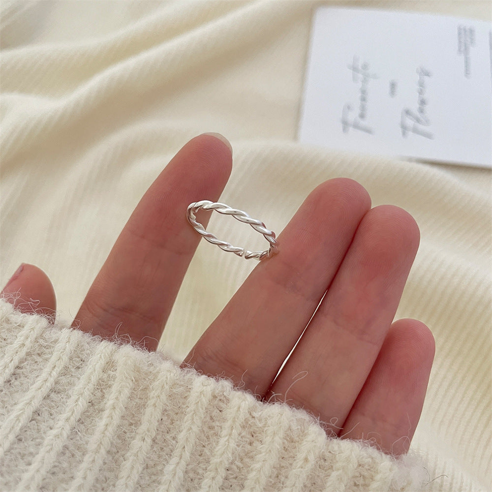 Women's Korean Style Simple Gemstone Sterling Sier Rings