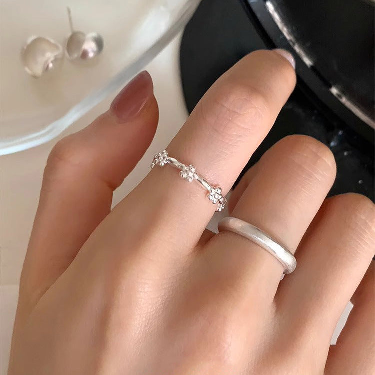 Sterling Sier Refreshing Flower Female Summer Sweet Rings
