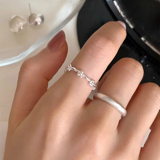 Sterling Sier Refreshing Flower Female Summer Sweet Rings