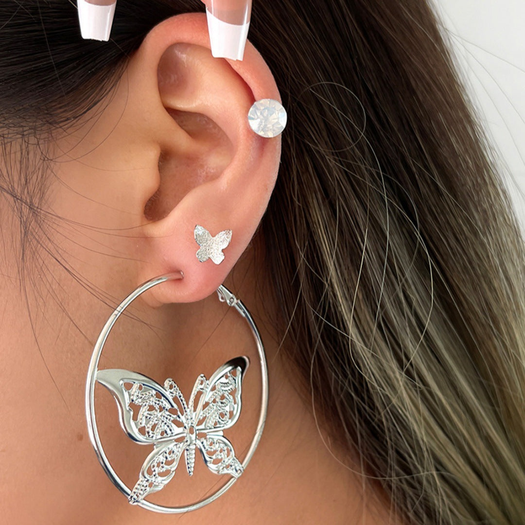 Korean Style Tassel Rhinestone Pearl Ear Hook Earrings