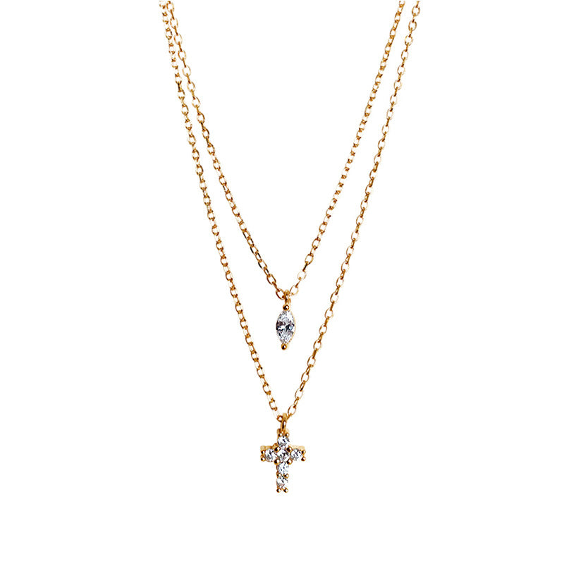 Water Drop Cross Clavicle Chain Golden Necklaces