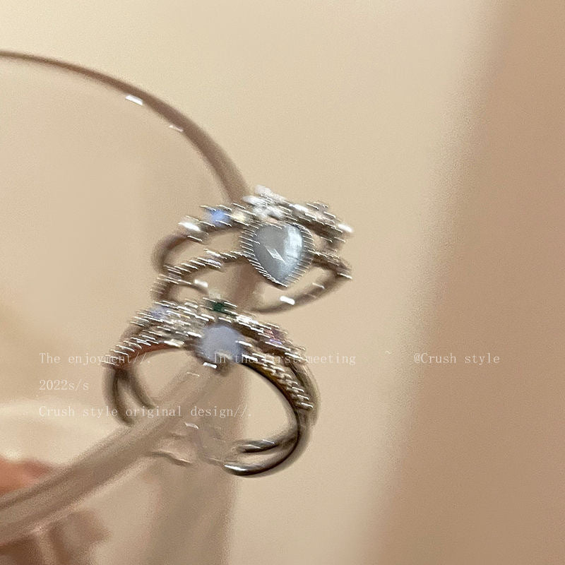 Light Luxury Minority Design Moonlight Zircon Index Rings