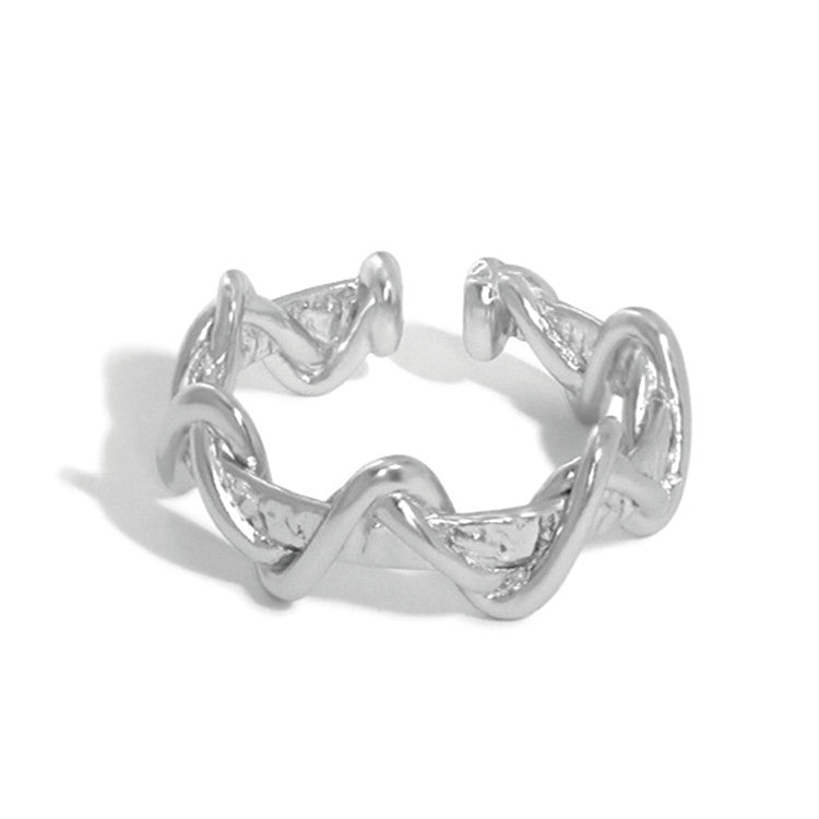Woven Wave Open Minimalist Design Geometric Rings