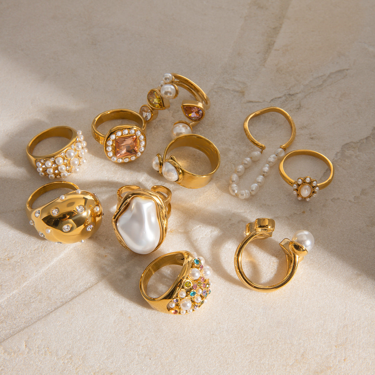 Stainless Steel Pearl Eye-catching High-grade Titanium Rings