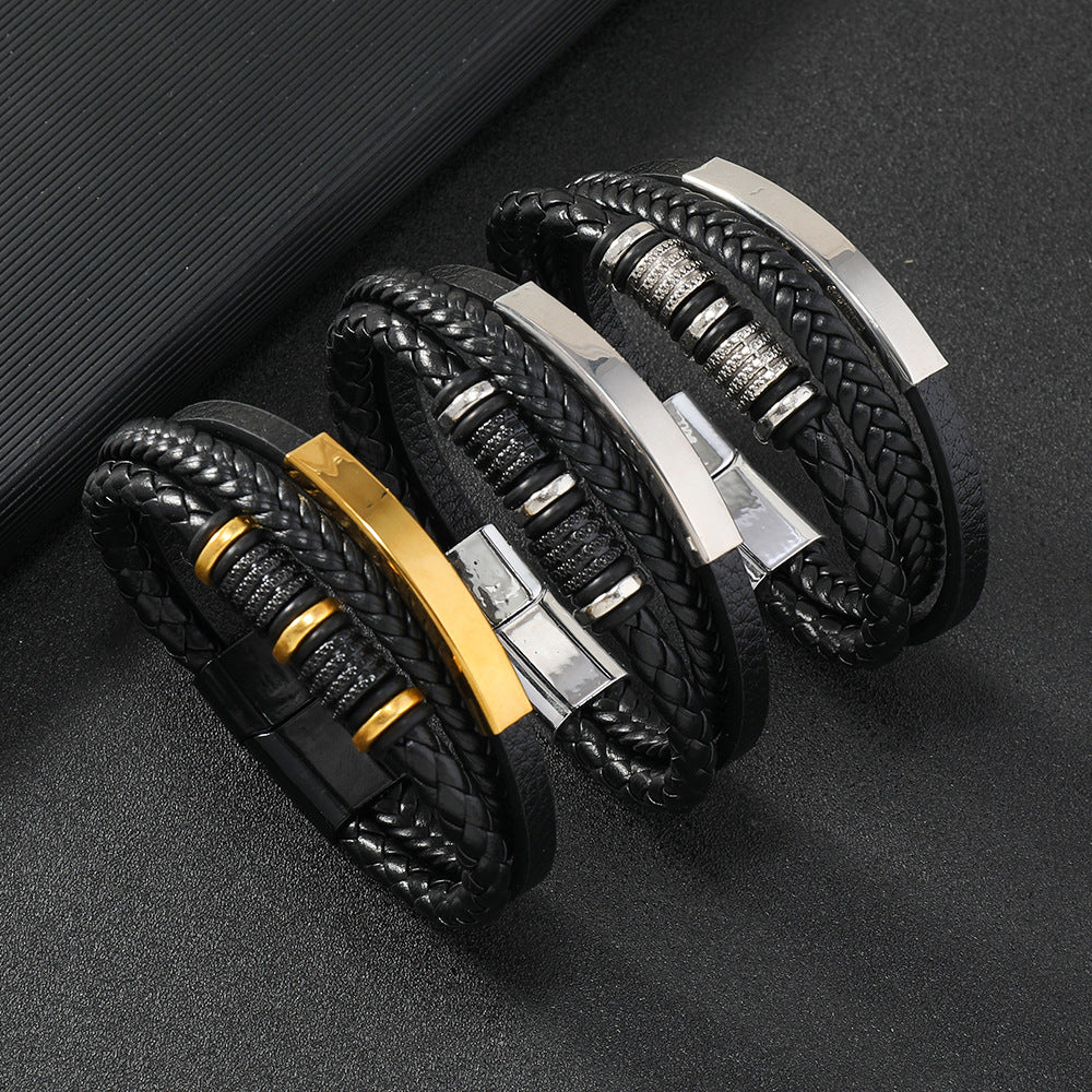 Men's Woven Hand Strap Personality Magnetic Snap Bracelets