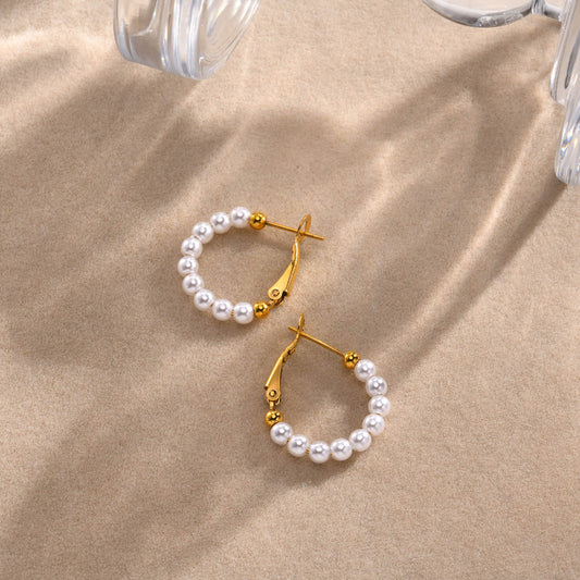 Women's Ornament Imitation Pearl Shaped Ear Titanium Earrings