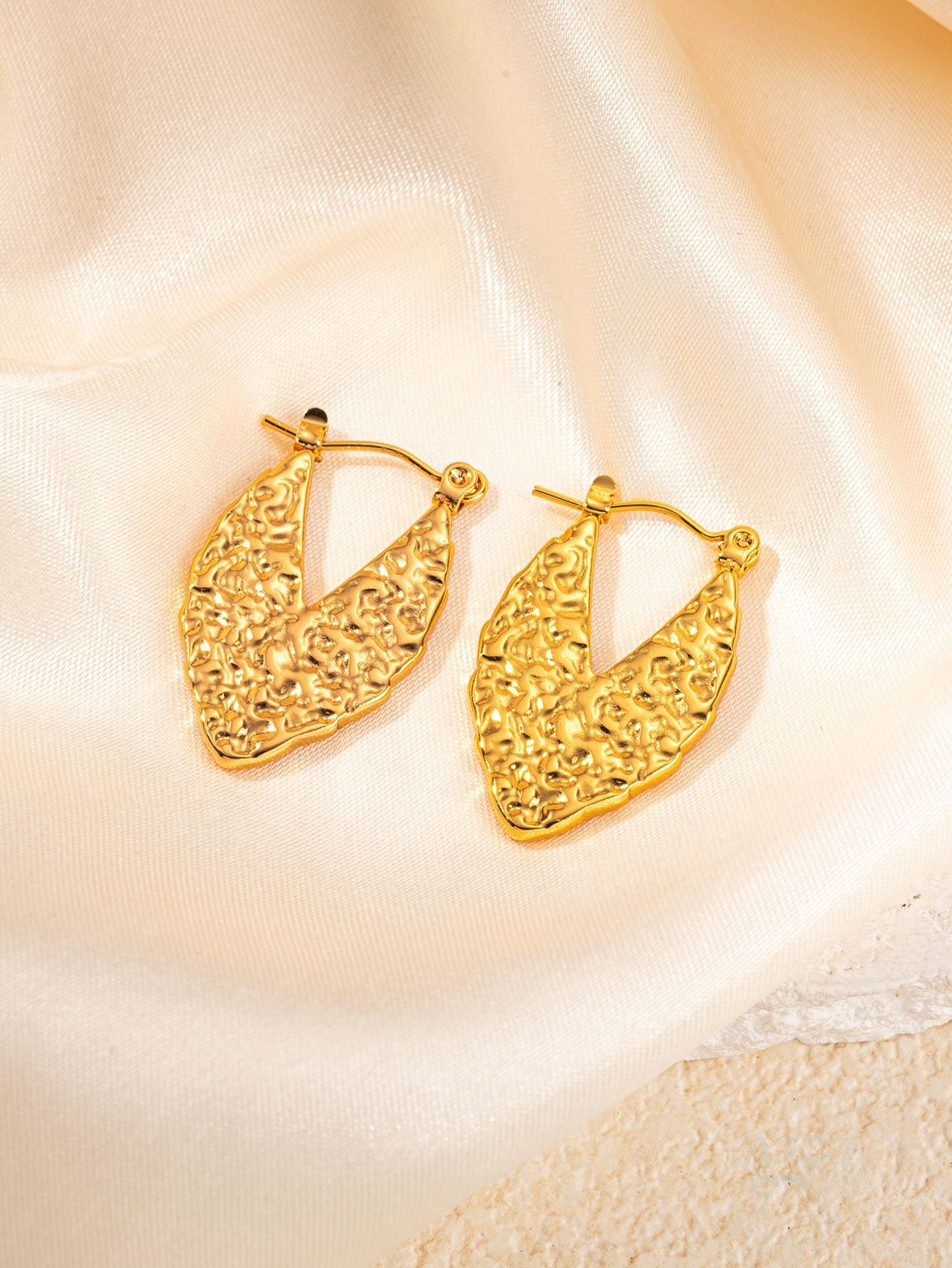 Stainless Steel Ginkgo Leaf Petals Golden Earrings