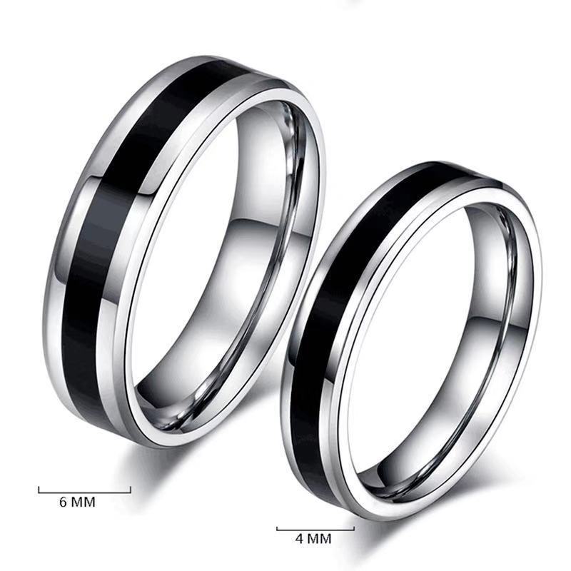 Personality Brushed Drop Black Oil Titanium Steel Rings