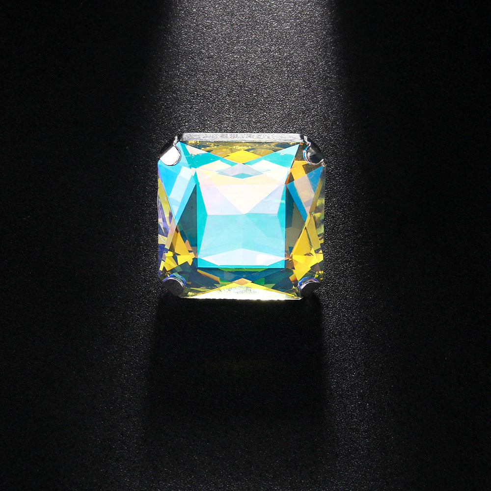 Women's Luxury Square Niche Advanced Exaggerated Opening Rings