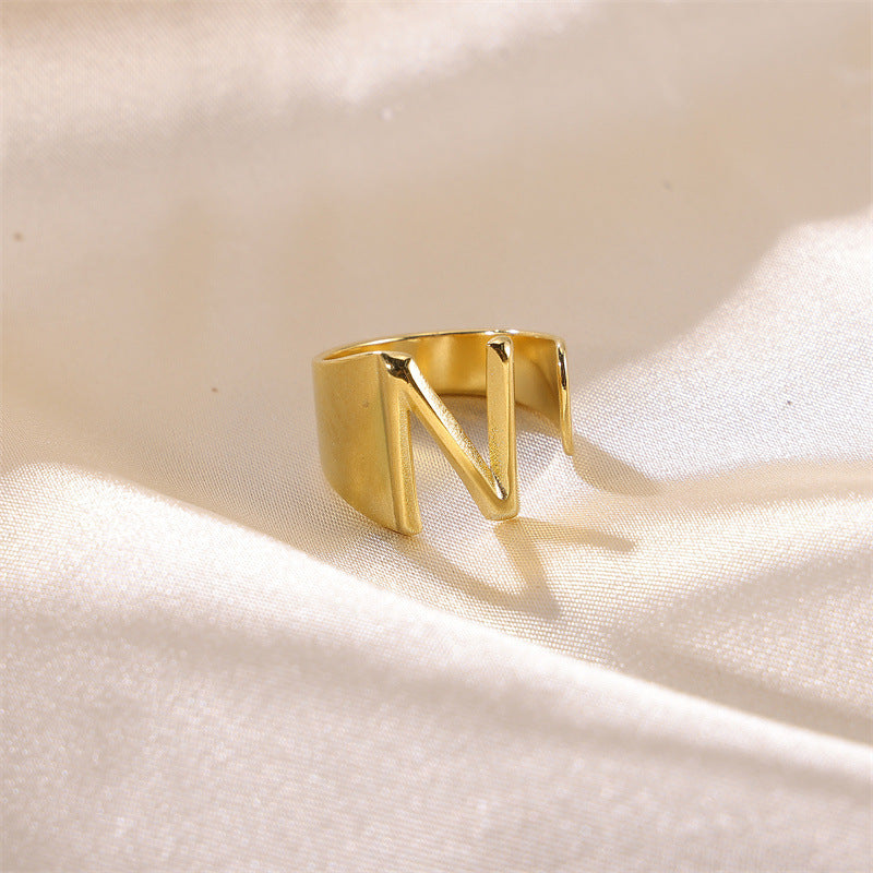 Letters Female Style Fashion Knuckle Personality Vintage Stainless Rings