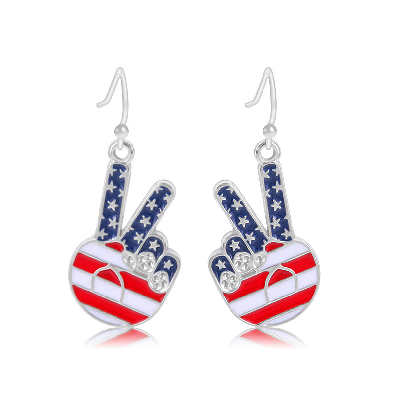 Alloy Dripping Oil Stars Stripes National Rings