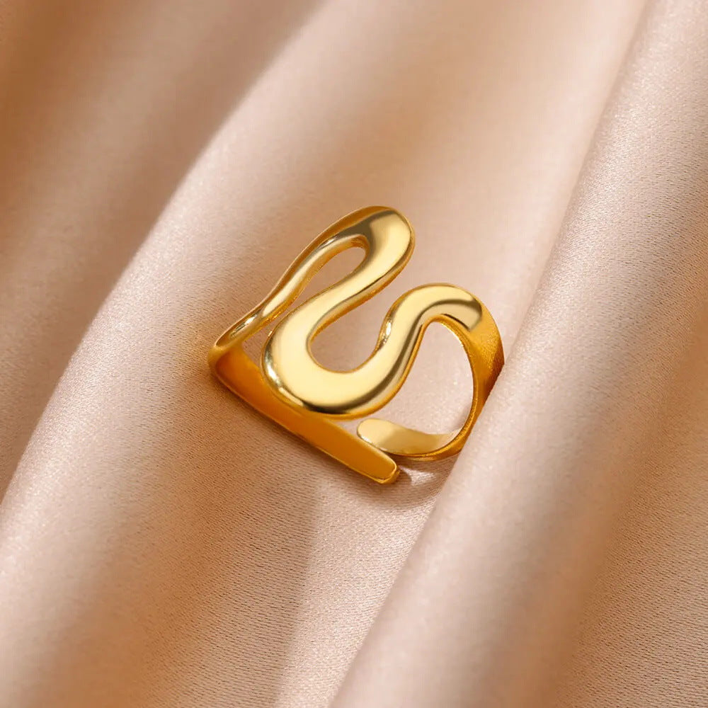 Women's Stainless Steel Butterfly Retro Popular Geometric Open Rings