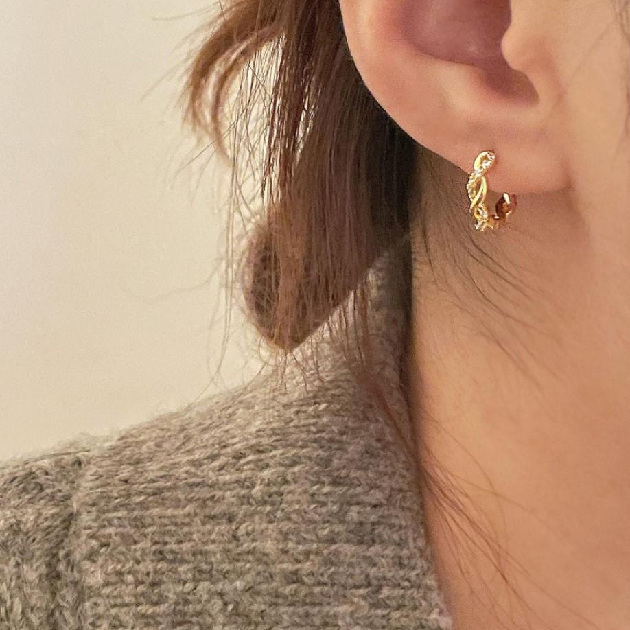 Women's Korean Style Sterling Sier White Zircon Earrings