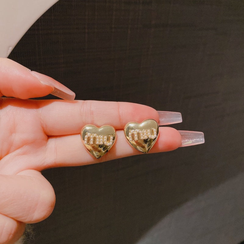 Women's French Fashion Home Love Heart Sier Rings