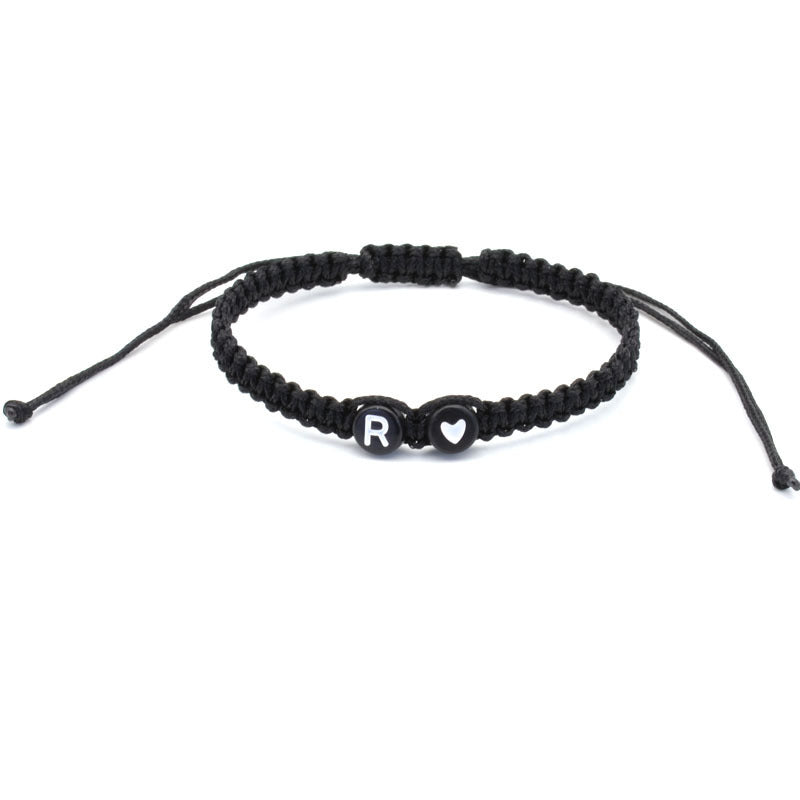 English Letters Love Heart Woven Friendship Bracelets