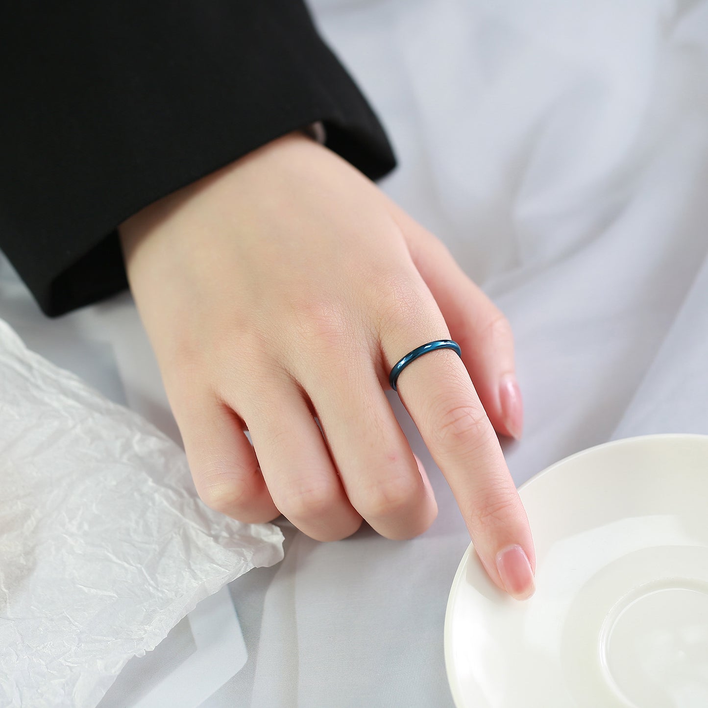 Tungsten Steel Glossy Simple Couple Pair Rings