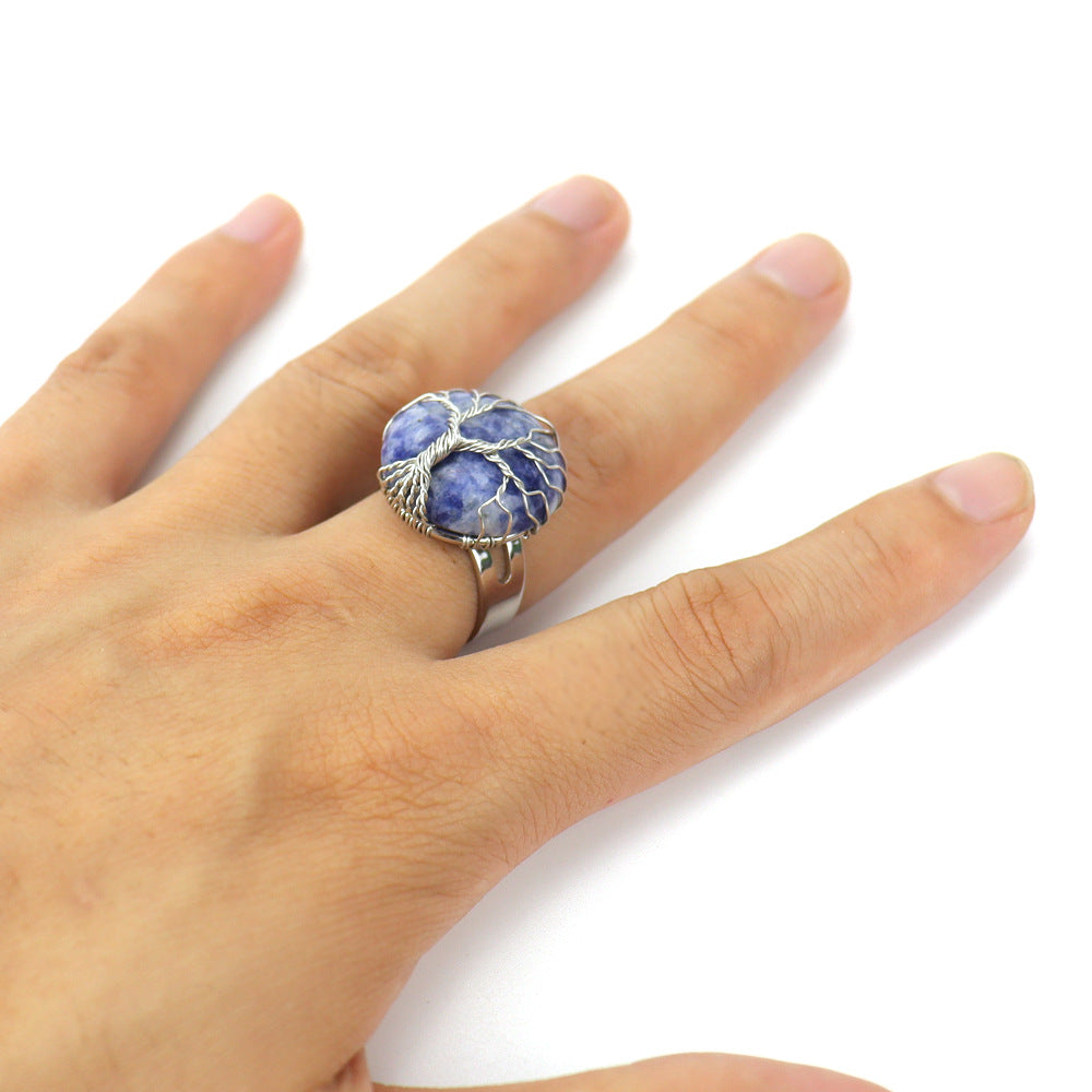 Handmade Winding Round Amethyst Lucky Tree Rings